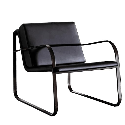 Iron Frame Leather Armchair Black